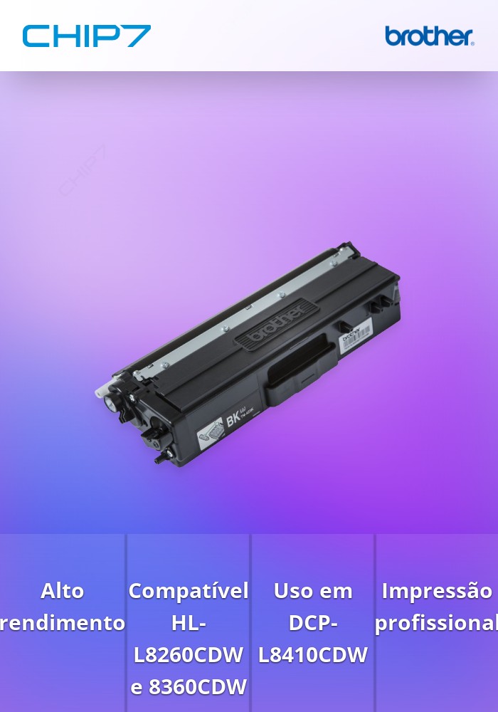 Toner BROTHER TN423BK Preto 6,5k - HL-L8260CDW/8360CDW, DCP-L8410CDW, MFC-L8690CDW/8900CDW