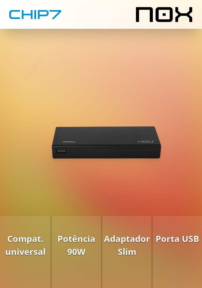 Carregador Nox Notebook Slim Power Adapter 90W USB