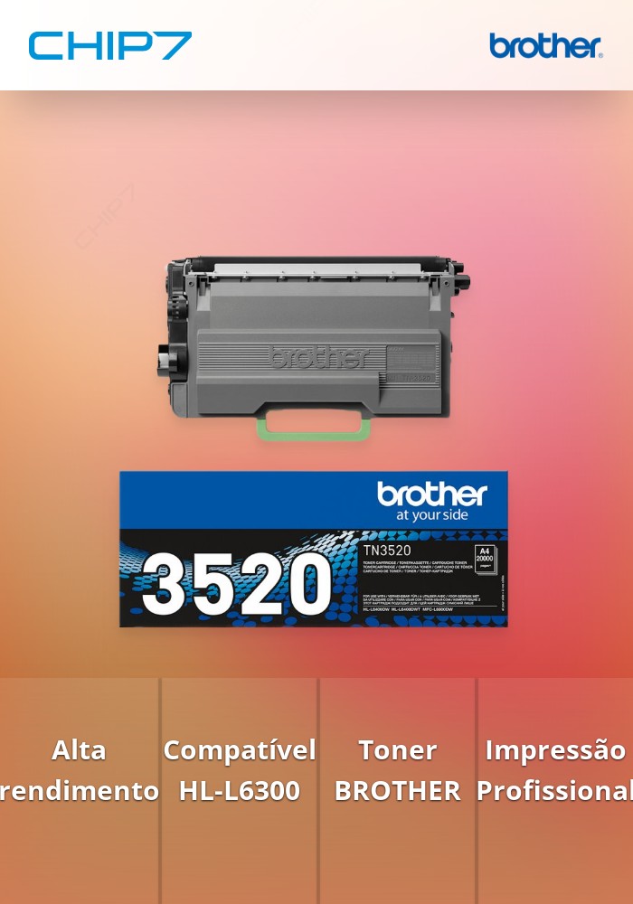 Toner BROTHER TN3520 Preto 20k - HL-L6300DW/6400DW, MFC-L6900DW