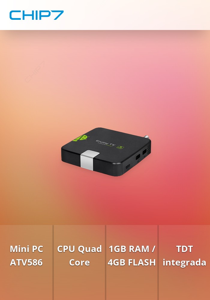 Mini PC BOX ATV586 QC A5, 1/8GB WIFI BT TDT Android 4.4 | CHIP7