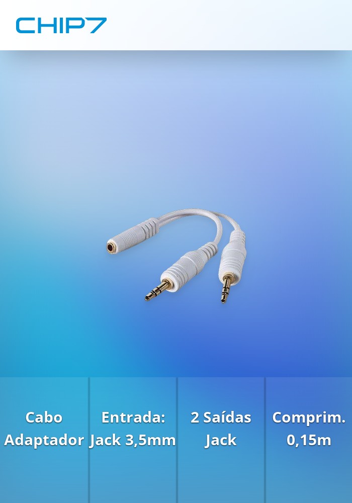 ADAPTADOR JACK 3.5MM F TRRS PARA 2X JACK 3.5MM M BRANCO