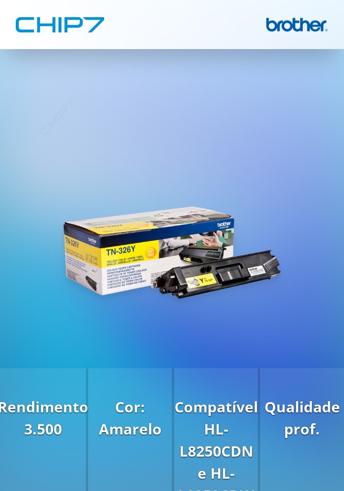 Toner BROTHER TN326Y Amarelo 3,5k - HL-L8250CDN/8350CDW