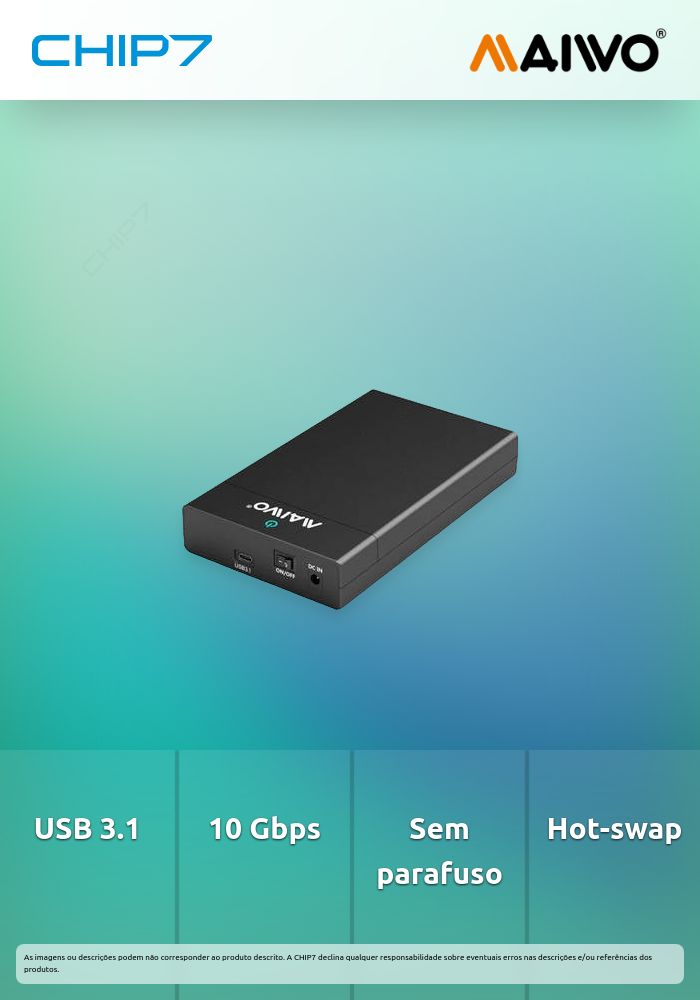 CAIXA EXTERNA PARA DISCO 3.5 SATA USB 3.1 GEN 2 10GB TYPE-C PRETA - BLUERAY