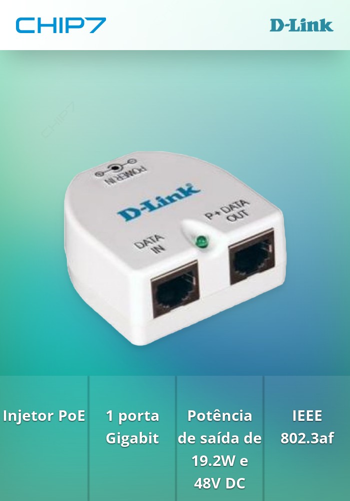 D-LINK POE POWER INJECTOR 1x1000 19.2W 48V DC