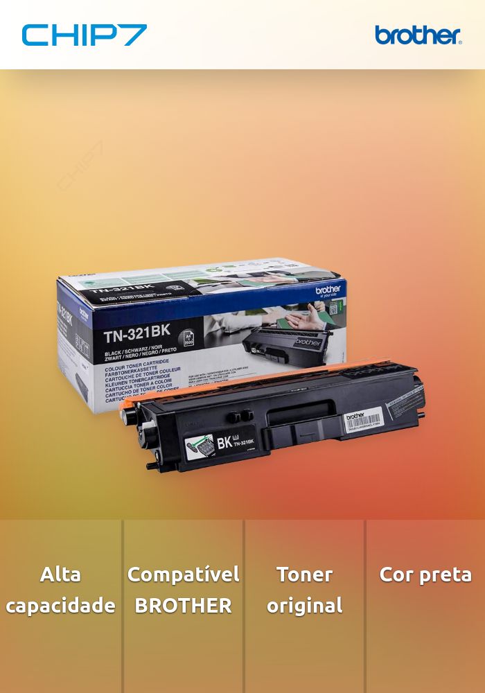 Toner BROTHER TN321BK Preto 2,5k - HLL8250CDN/ HLL8350CDW/ DCPL8400CDN/ MFCL8650CDW/ MFCL8850CDW
