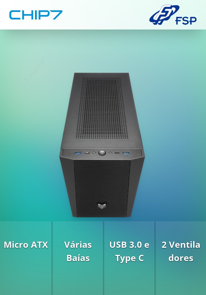 CAIXA MICRO ATX FSP CST350 PLUS PRETO