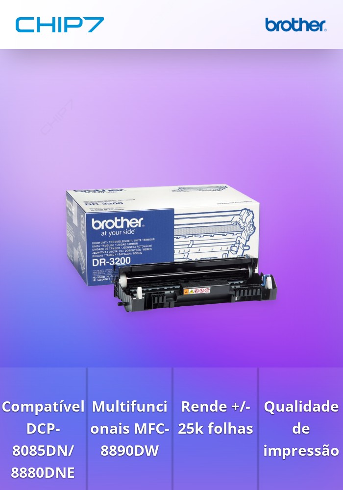 Tambor BROTHER DR3200 25k - Impressora DCP-8085DN/8880DNE, MFC-8890DW