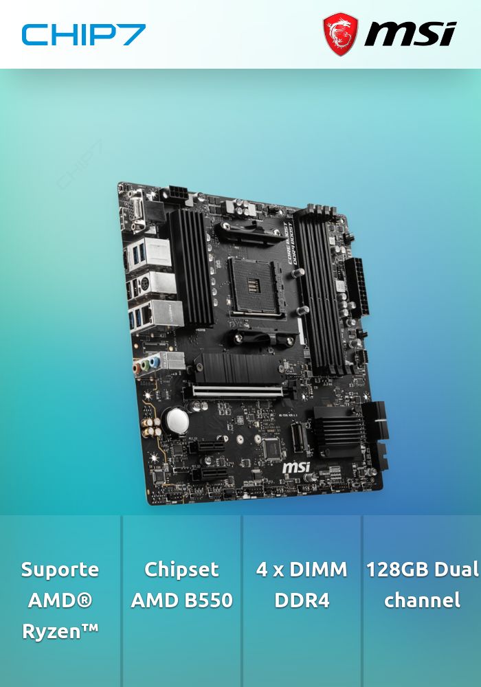 Motherboard MSI B550M PRO-VDH - 1*NVME G4 / 4xDDR4 / 2xARGB+2xRGB / D-Sub HDMI 1.4 e DisplayPort