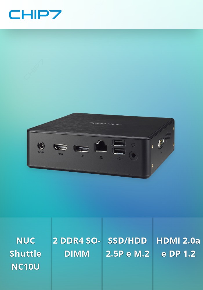 NUC SHUTTLE INTEL I3 8145U 3.9GHZ HDD 2.5 M.2 USB3.2 RS232