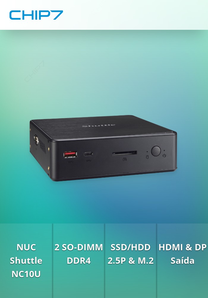 NUC SHUTTLE INTEL I7 8565U 4.6GHZ HDD 2.5 M.2 USB3.2 RS232