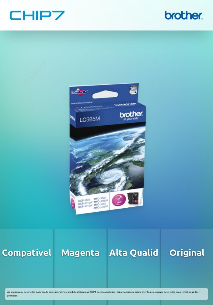 Tinteiro BROTHER LC985MBP Magenta - DCP-J125/315W/515W, MFC-J220/265W/415W