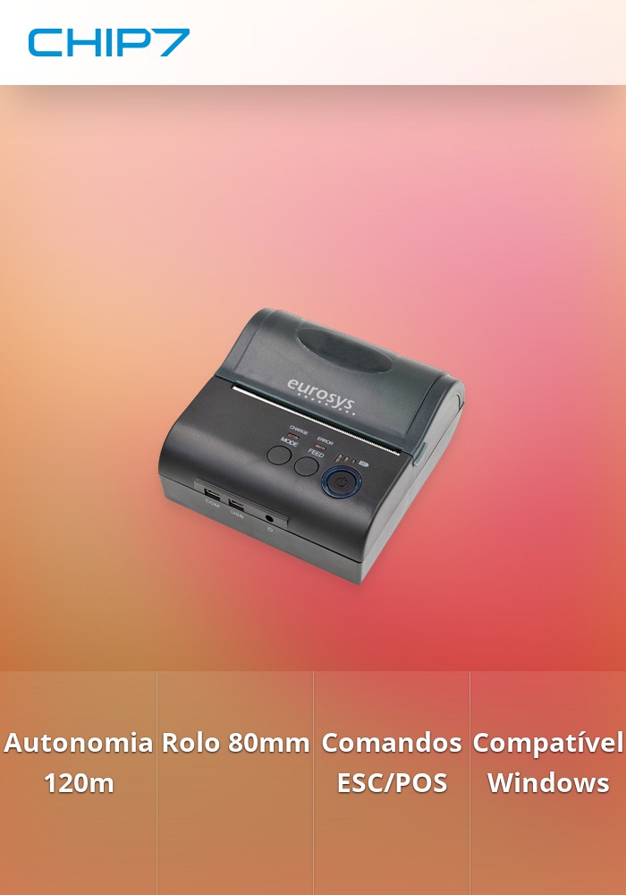 IMP POS TERMICA PORTATIL ROLO 80MM BLUETOOTH + USB