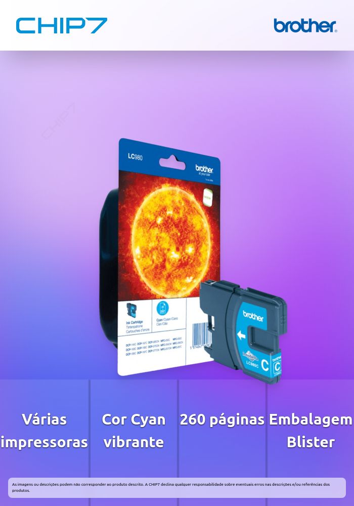 Tinteiro Cyan em Blister, duração estimada: até 260 páginas (segundo ISO/IEC 24711)