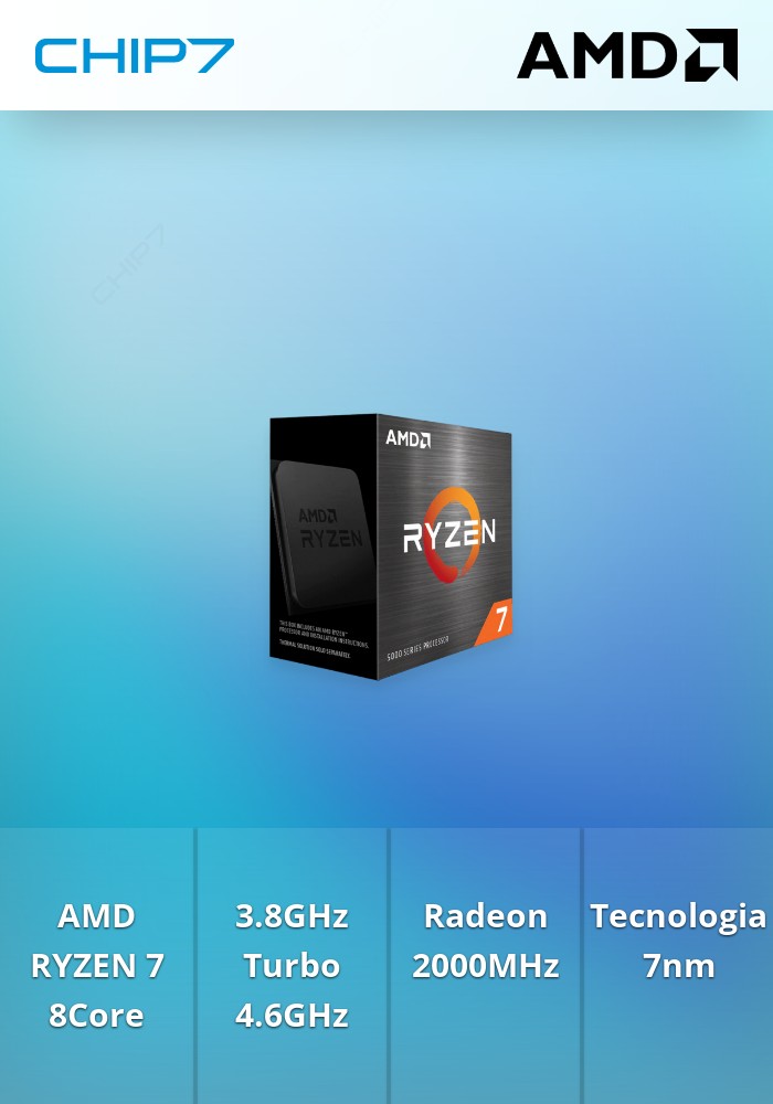 Processador AMD Ryzen 7 5700G 8-Core 3.8GHz c/ Turbo 4.6GHz 20MB
