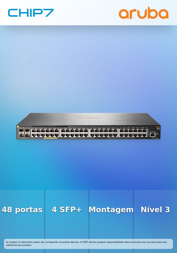 HPE Aruba 2930F 48G PoE+ 4SFP+ - Interruptor - L3 - Administrado - 48 x 10/100/1000 (PoE+) + 4 x 1 Gigabit / 10 Gigabit SFP+ (ligação ascendente) - montável em trilho - PoE+ (370 W)