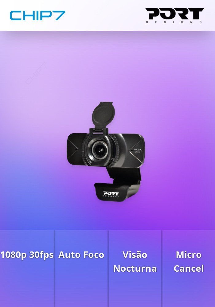 PORT WEBCAM FULLHD 1080P USB E USB-C NOISE CANCEL PRIVACY COVER