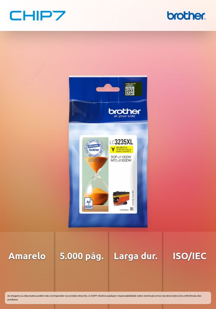 Cartucho de tinta Amarelo de larga Duração, Duração estimada: até 5.000 páginas (segundo ISO/IEC 24711)