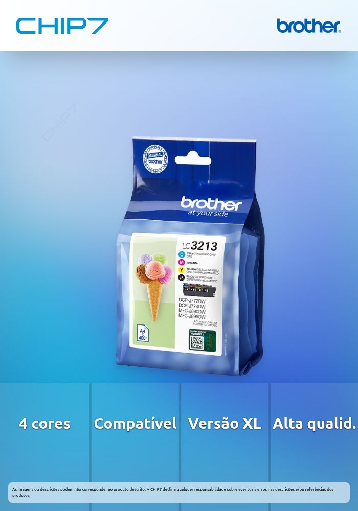 Tinteiro BROTHER LC3213VAL Pack 4 Cores XL - DCPJ572, MFCJ491/497/890/895
