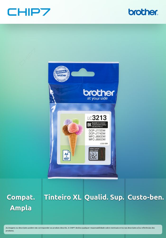 Tinteiro BROTHER LC3213BK Preto XL - DCPJ572, MFCJ491/497/890/895