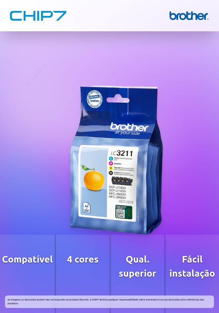 Tinteiro BROTHER LC3211VAL Pack 4 Cores - DCPJ572, MFCJ491/497/890/895