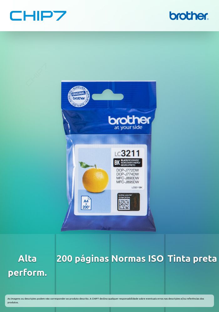 Tinteiro preto, duração estimada: até 200 páginas (segundo ISO/IEC 24711)