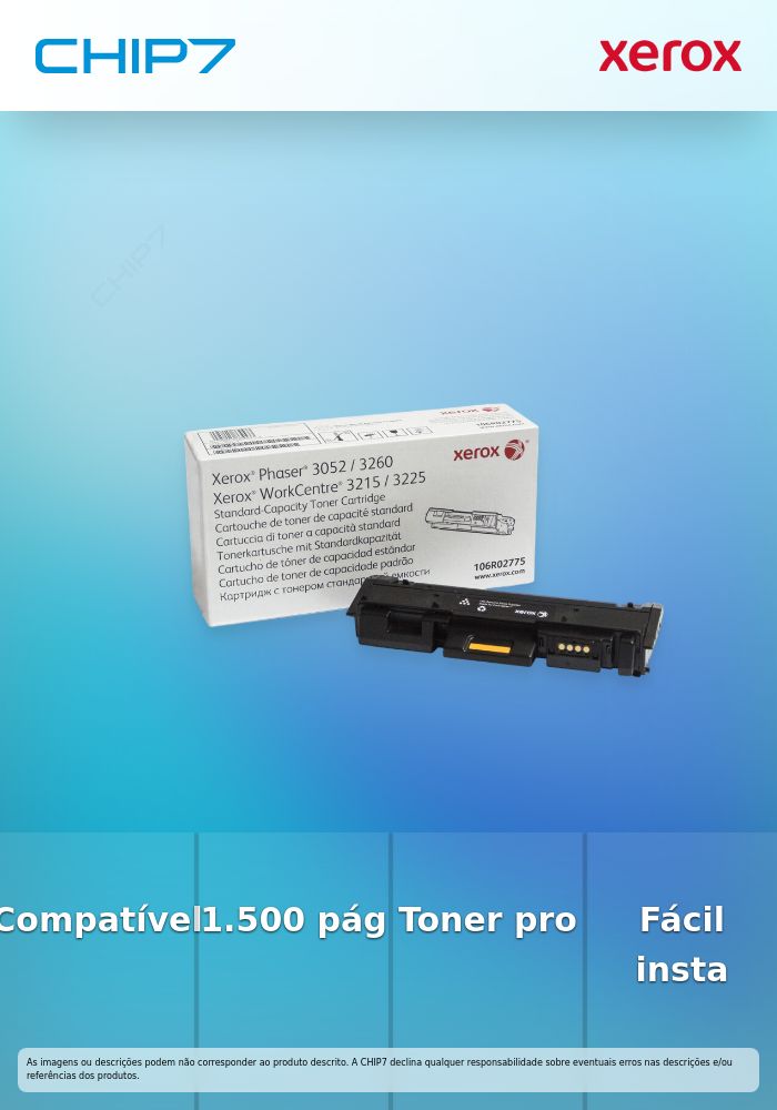 Toner XEROX Preto Capacidade Standard 1,5k - Phaser 3260, WorkCentre 3225