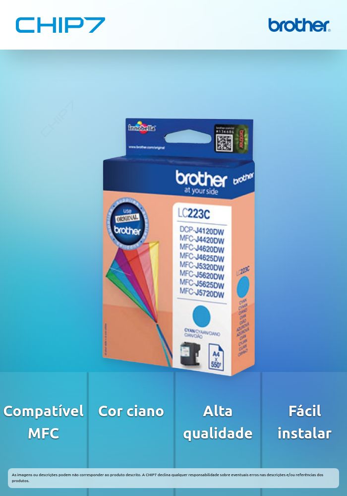 Tinteiro BROTHER LC223CBP Ciano - MFC-J4420DW/4625DW