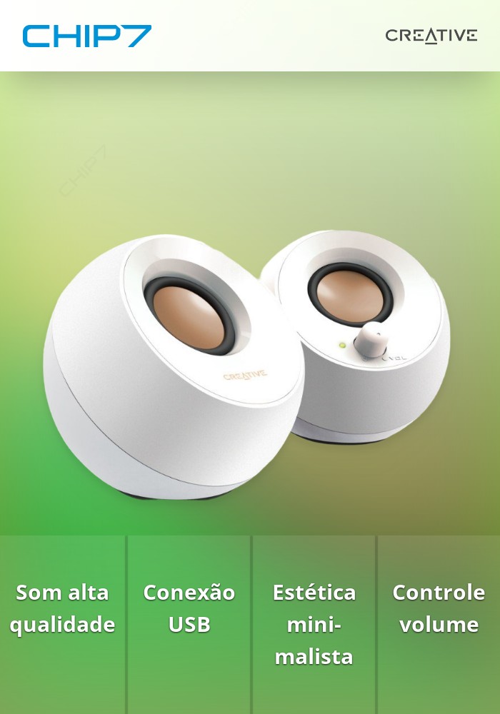 CREATIVE COLUNAS PEBBLE 2.0 USB WHITE