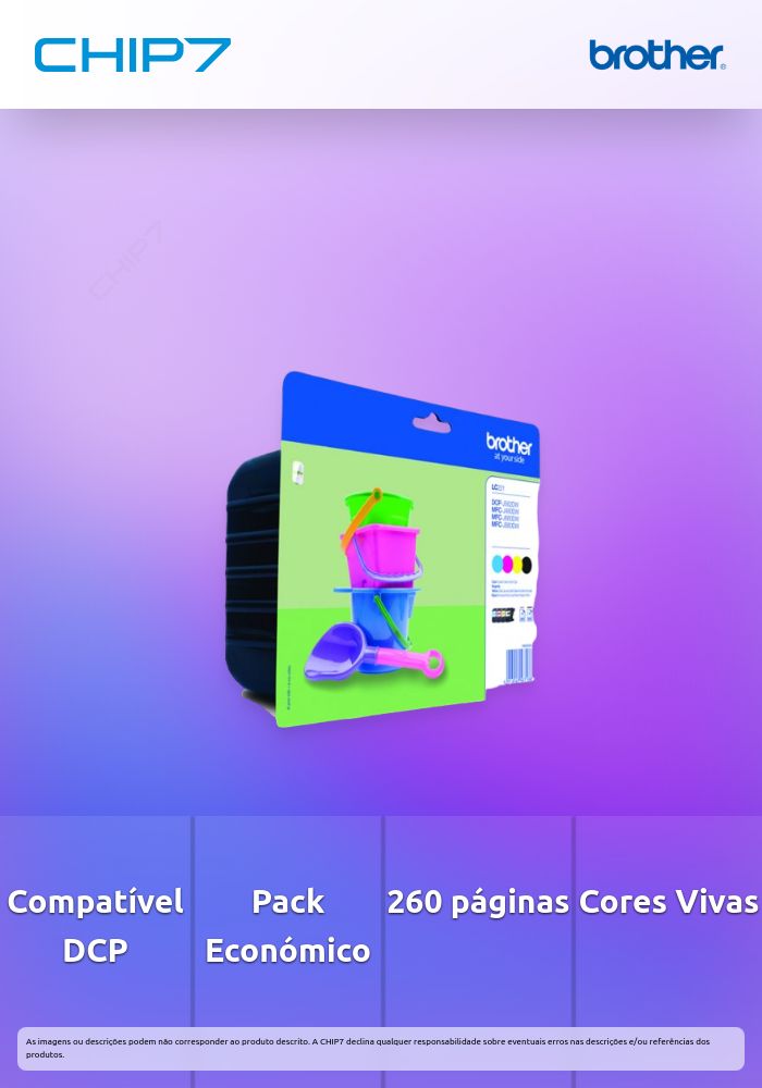 Pack Económico preto/Cyan/magenta e amarelo, 260 págs., para: DCP-J562DW/ MFC-J480DW/ MFC-J880DW