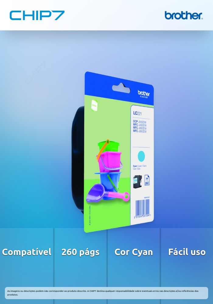 Cartucho tinta Cyan Blister, 260 págs., para: DCP-J562DW/ MFC-J480DW/ MFC-J880DW