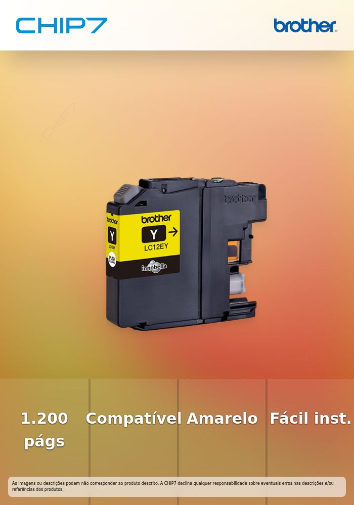 Cartucho tinta amarelo grande capacidade, 1.200 págs., para: MFCJ6925DW