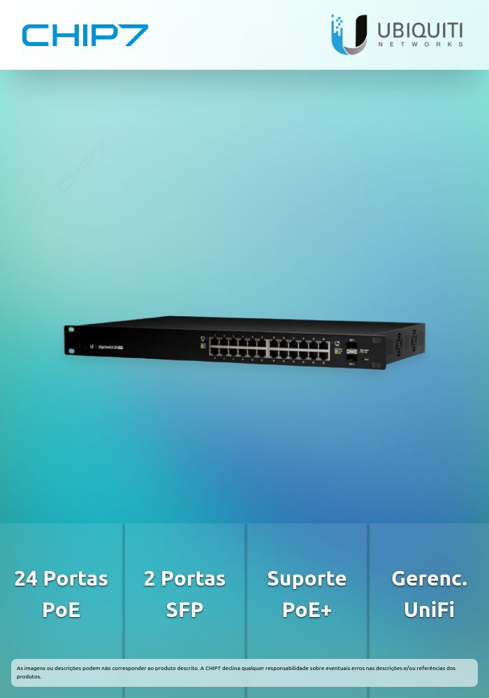 Switch Ubiquiti 24 Portas PoE GIGABIT 2SFP