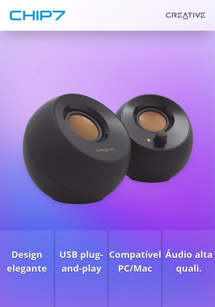 CREATIVE COLUNAS PEBBLE 2.0 USB BLACK