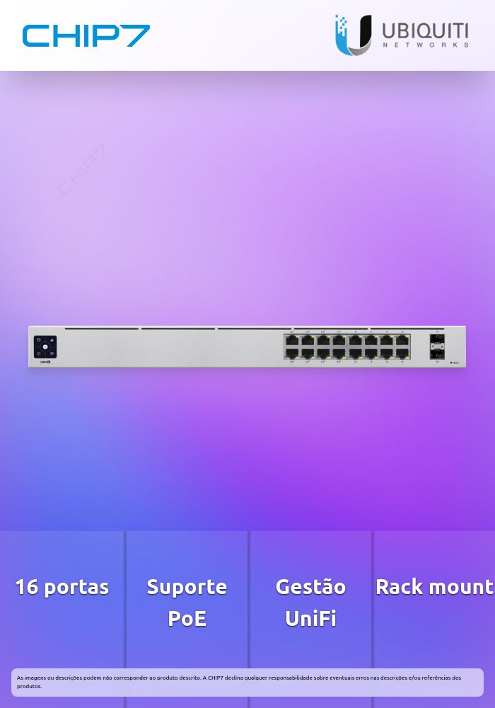 SWITCH Ubiquiti USW-16-POE 16 Portas GIGABIT POE