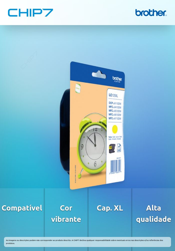 Tinteiro BROTHER LC125XLYBP Amarelo XL - MFC-J4410DW/4510DW