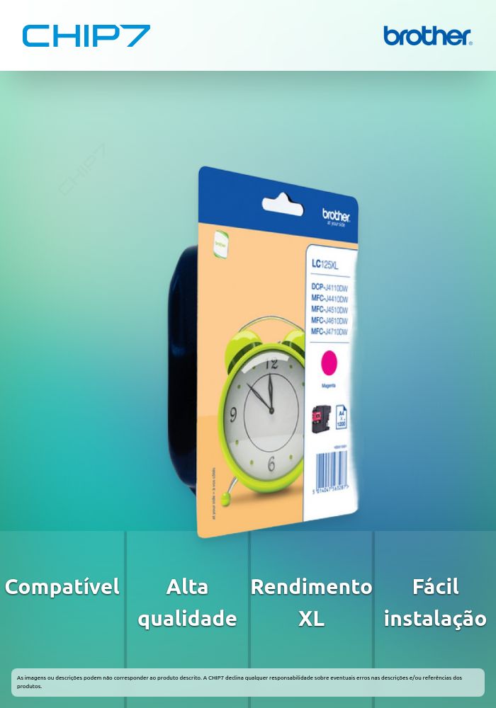 Tinteiro BROTHER LC125XLMBP Magenta XL - MFC-J4410DW/4510DW