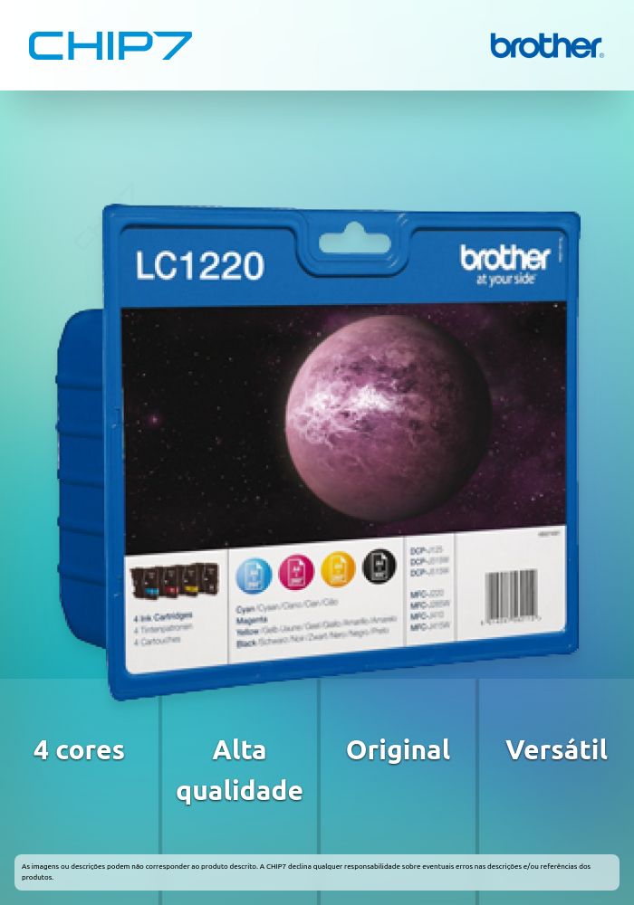 Tinteiro BROTHER LC1220VALBP Pack 4 Cores - DCP-J525W/725DW/925DW, MFC-J430W/625DW/825DW
