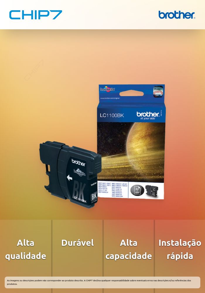 Tinteiro BROTHER LC1100BK Preto - MFC-6490CW, DCP-385C/585CW
