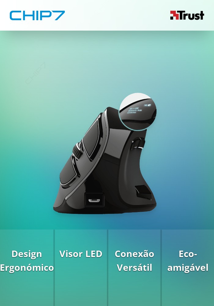 TRUST RATO VOXX VERTICAL BATERIA C/ DISPLAY 2400DPI BLUETOOTH BLACK