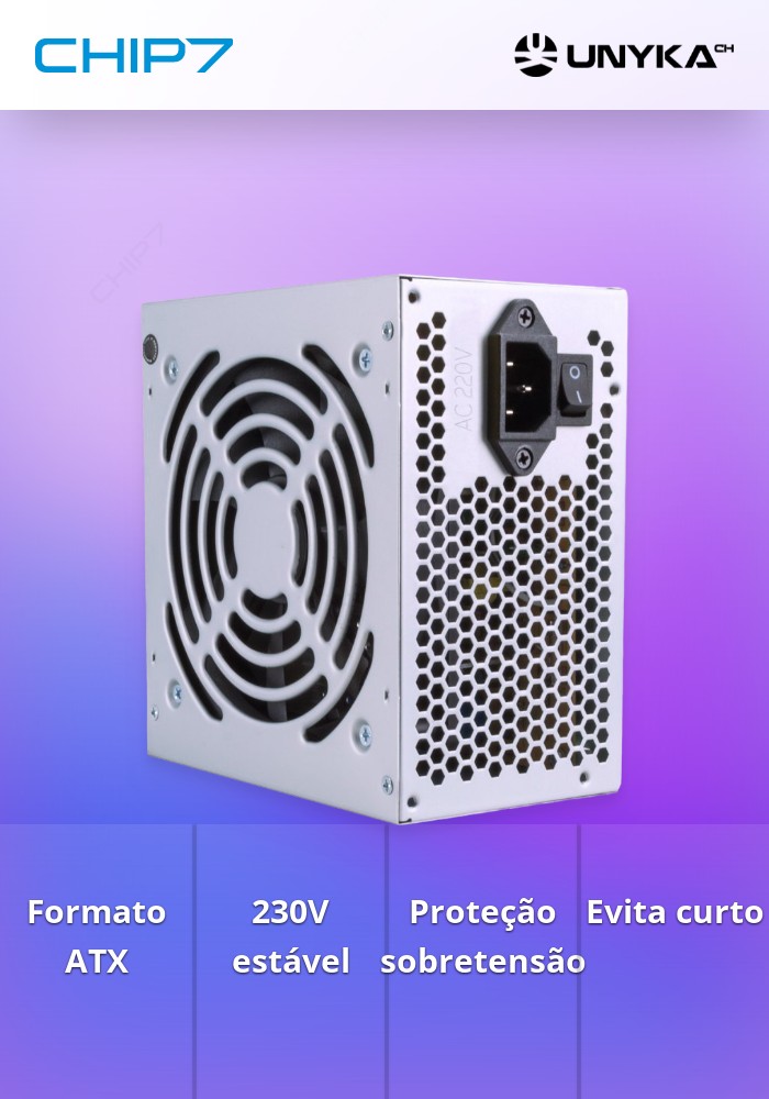 UNYKA FONTE ALIMENTAÇÃO 500W 52099 ATX
