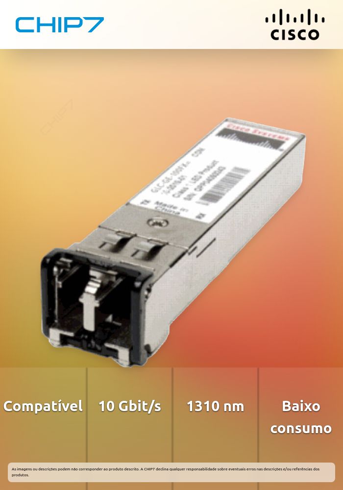 Módulo transcetor de rede Fibra óptica Cisco 10000 Mbit/s SFP+ 1310 nm