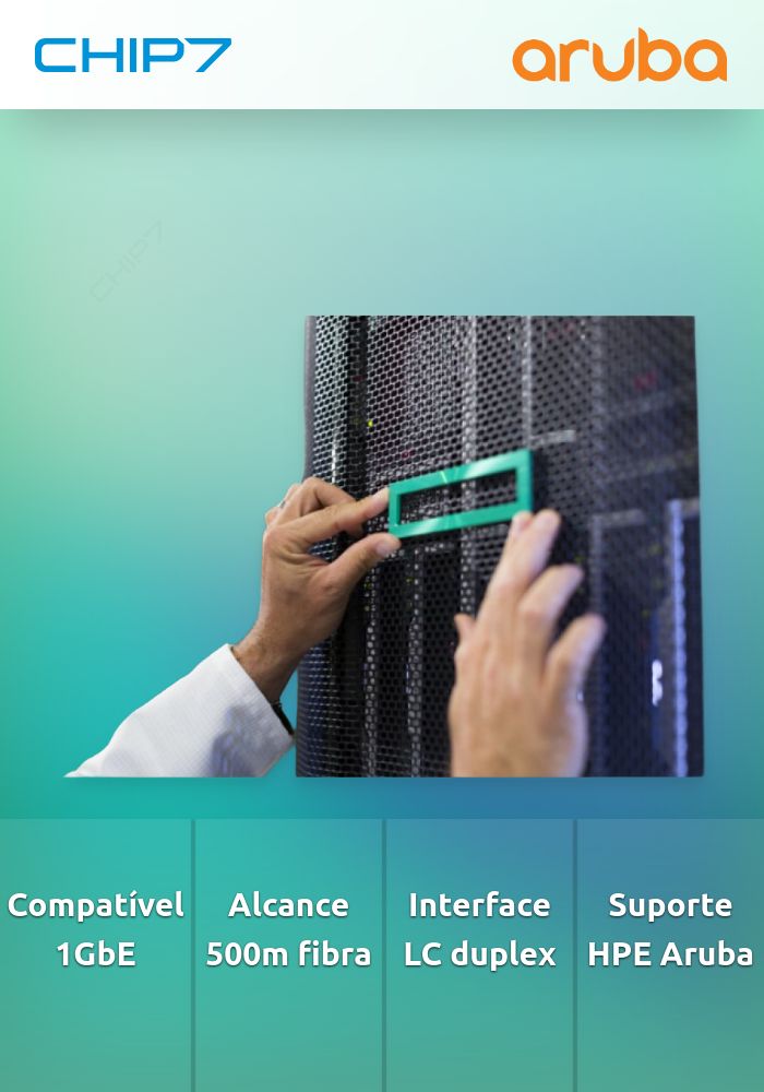 HPE Aruba - Módulo de transceptor SFP (mini-GBIC) - 1GbE - 1000Base-SX - multi-modo LC - até 500 m - para OfficeConnect 1820, HPE Aruba 6000 12, 6000 24, 6000 48, 6200F 12, 6200M 24, 64XX, CX 8360