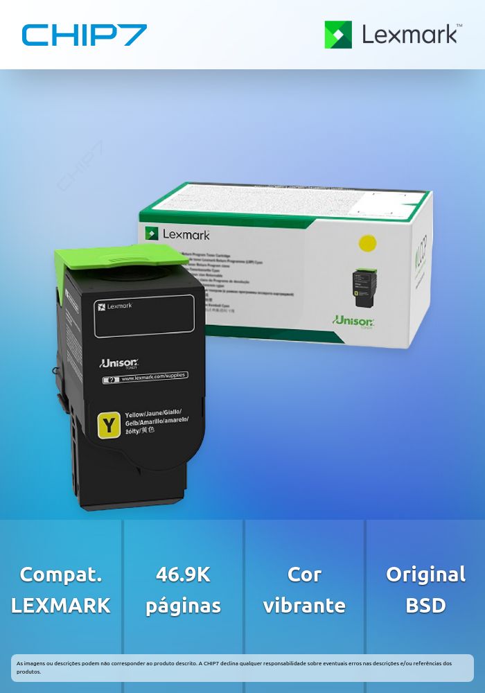 Toner LEXMARK 24B7580 Amarelo BSD 46.9K a 5% - XC9635, 9645, 9655