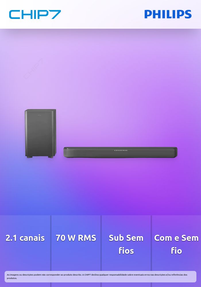 Soundbar Wireless Philips 2.1 com subwoofer TAB5309/10