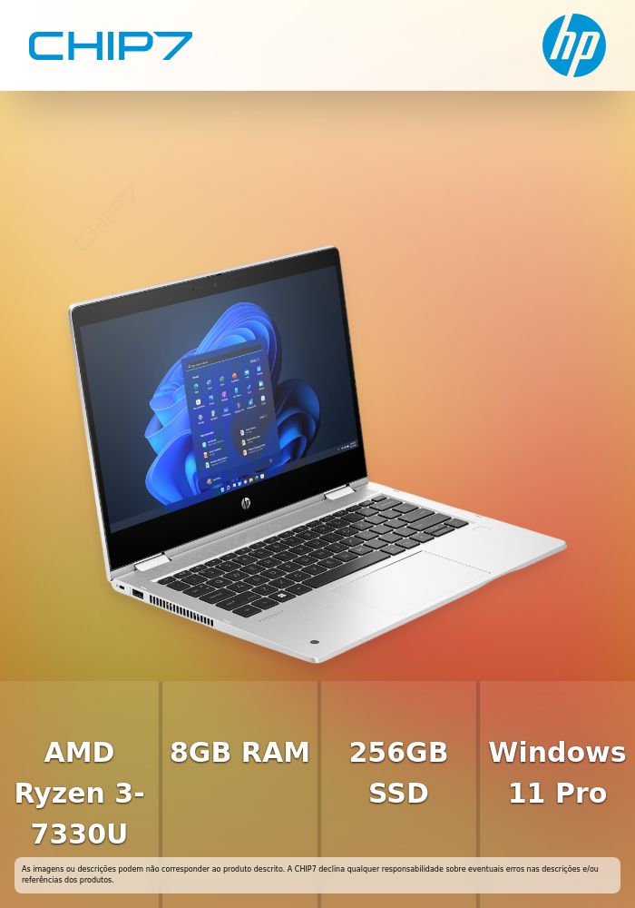 Portátil HP Pro x360 435 G10 – Ryzen 3 7330U / 8GB RAM / 256GB SSD / 13.3