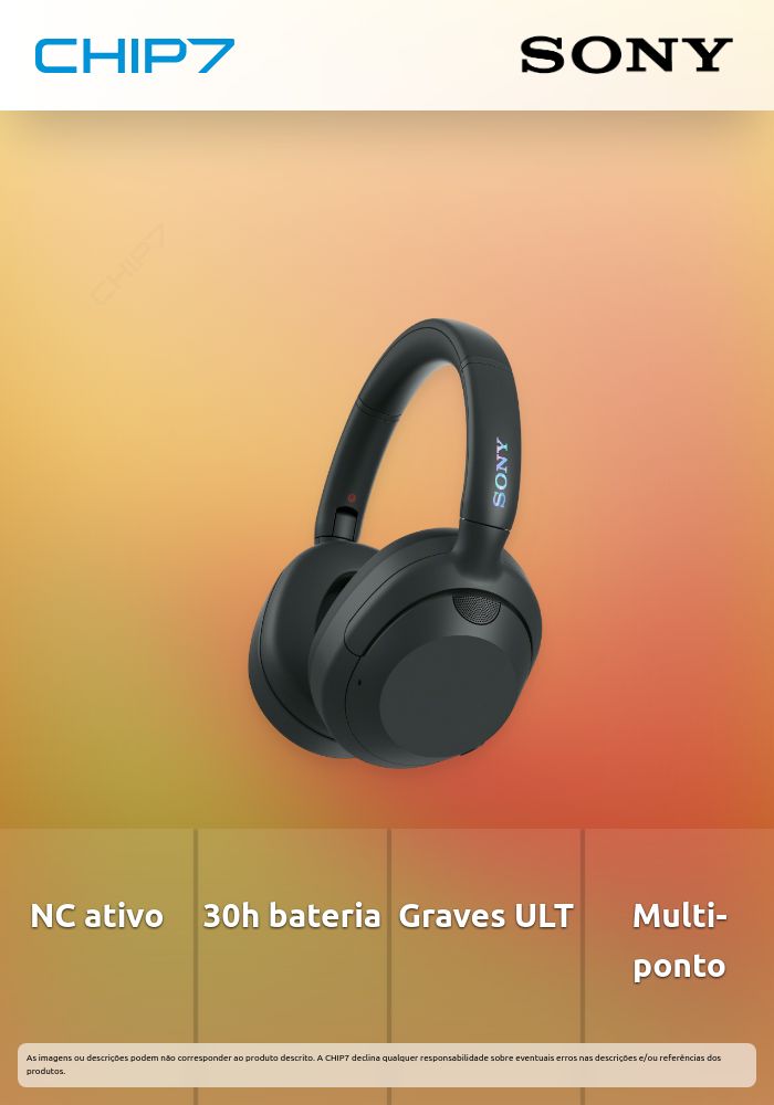 WH-ULT900NB - Auscultadores Headband BT com NC ativo, até 30h de autonomia da bateria e carregamento rápido, dois modos de potenciação de graves ULT e ligação multiponto. Cor: preto.