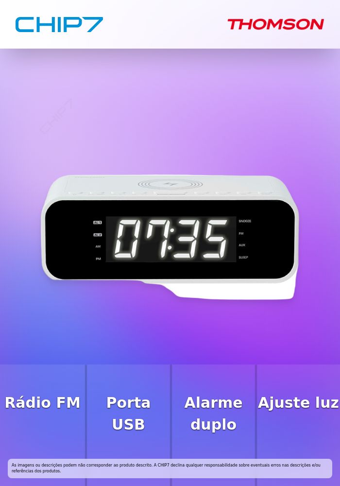 THOMSON RÁDIO RELÓGIO COM CARREGADOR SEM FIOS CR221I