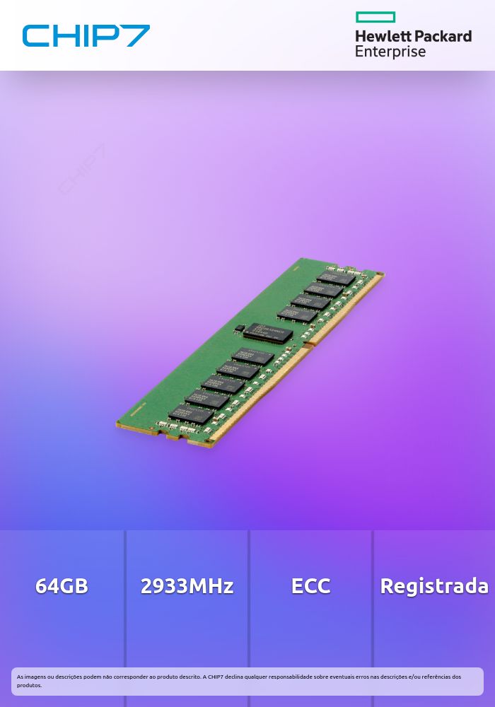 64GB RAM DDR4 HPE SmartMemory DIMM 288-pin 2933 MHz PC4-23400 CL21 1.2V Registado ECC