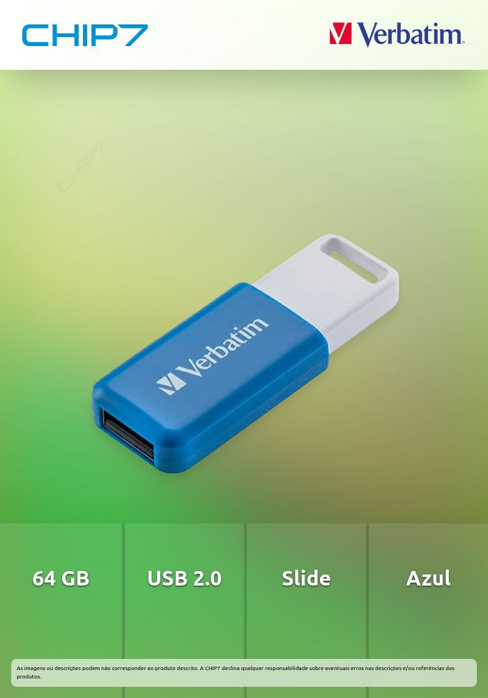 Pen Verbatim 64GB USB 2.0 DATABAR Azul
