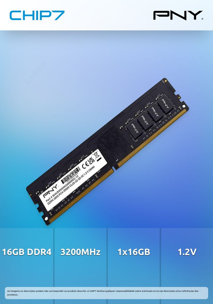 16GB DDR4 3200 MEMORIA RAM DIMM (1X16GB) CL22 PNY